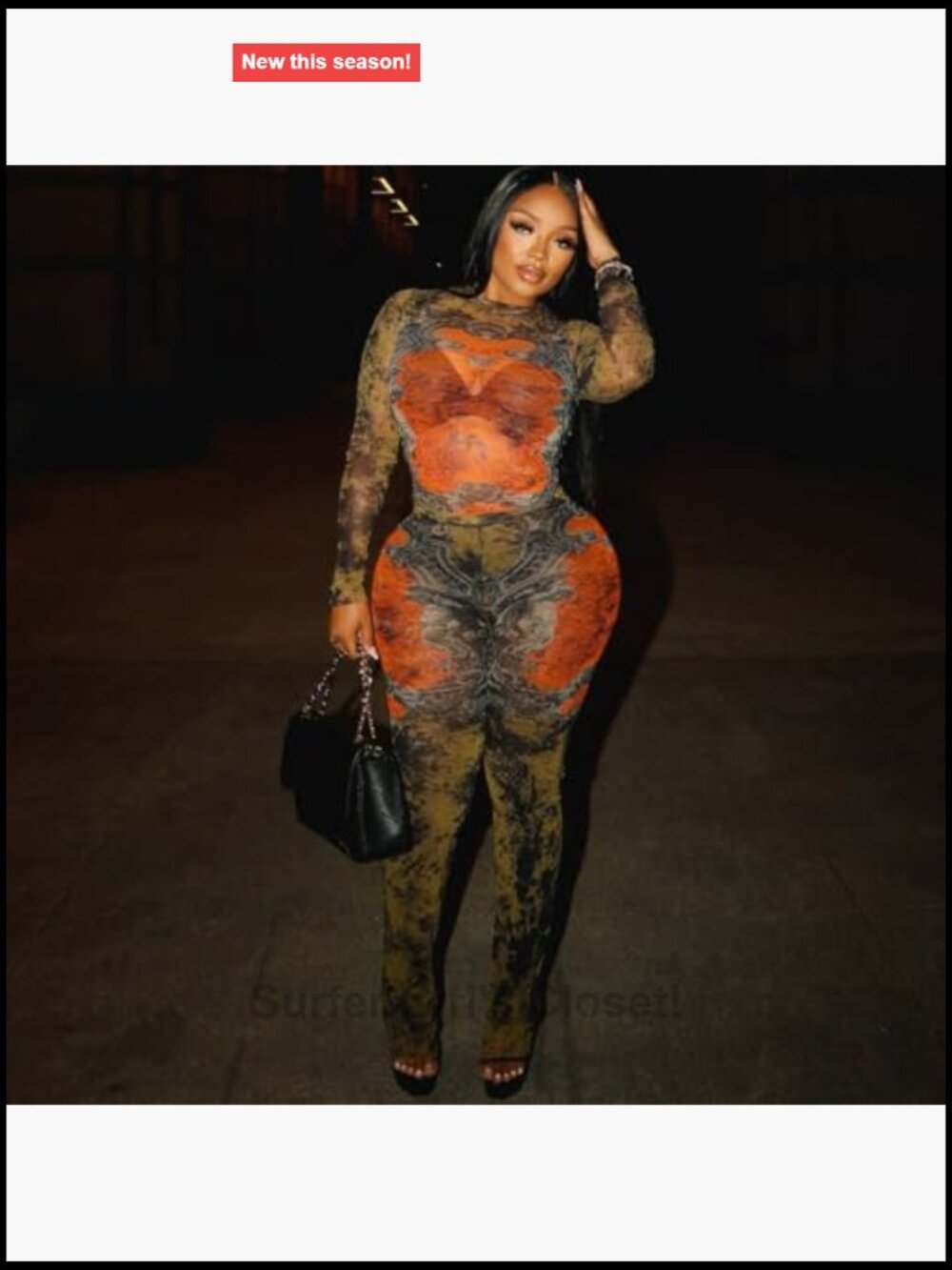 Women's Sexy Two Piece Set Long Sleeve Round Neck Top Bodycon Pants See Through - Picture 3 of 5